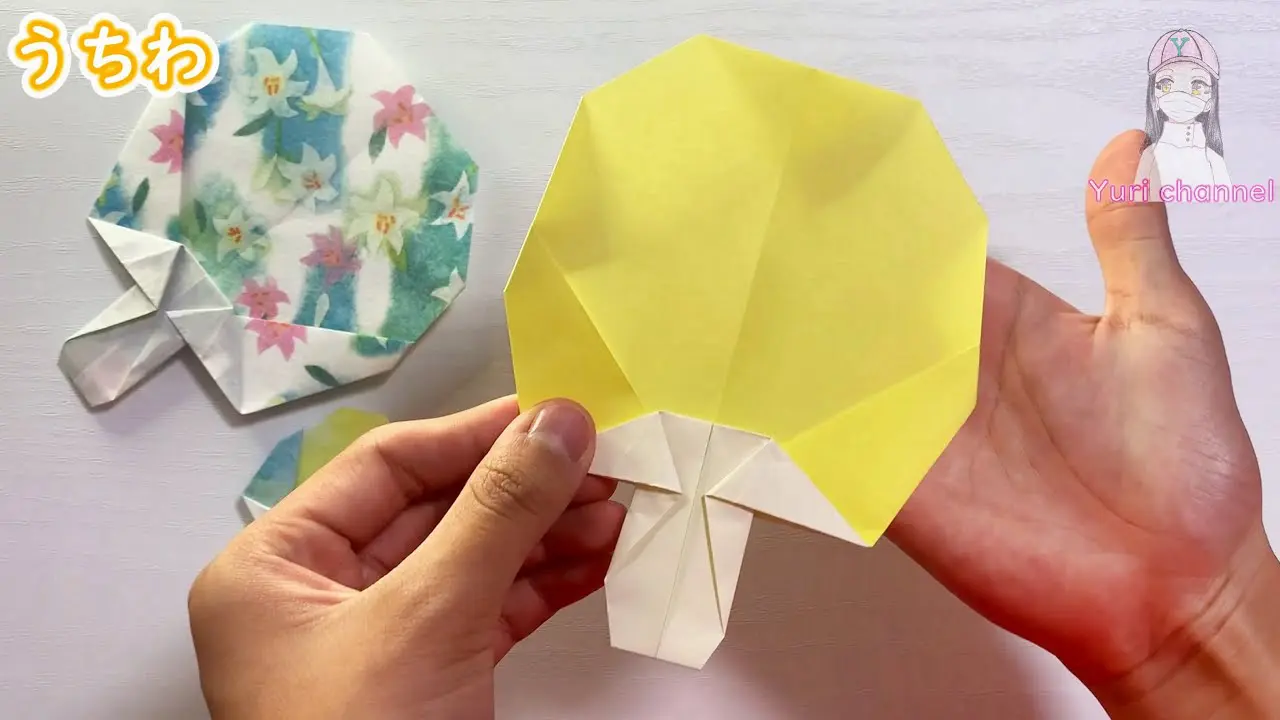 簡単折り紙】うちわ作り方✨How to make paper Uchiwa#扇子