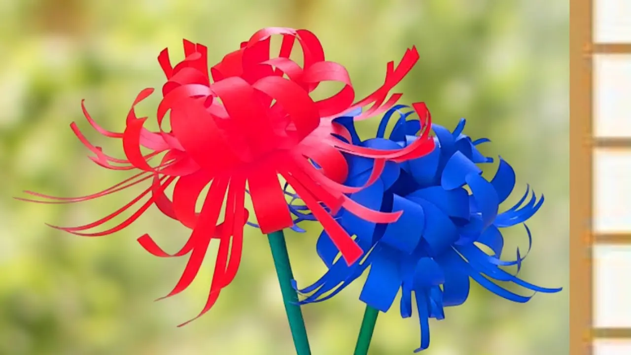 簡単✨】彼岸花の作り方💐切って巻くだけ！【おりがみ2枚】＋茎1枚